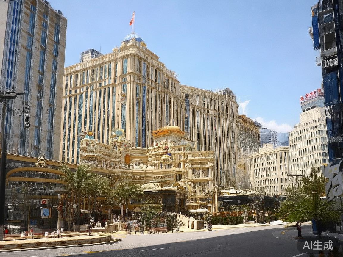 皇家赌场所在区域是澳门的核心商业区之一，周围环绕着