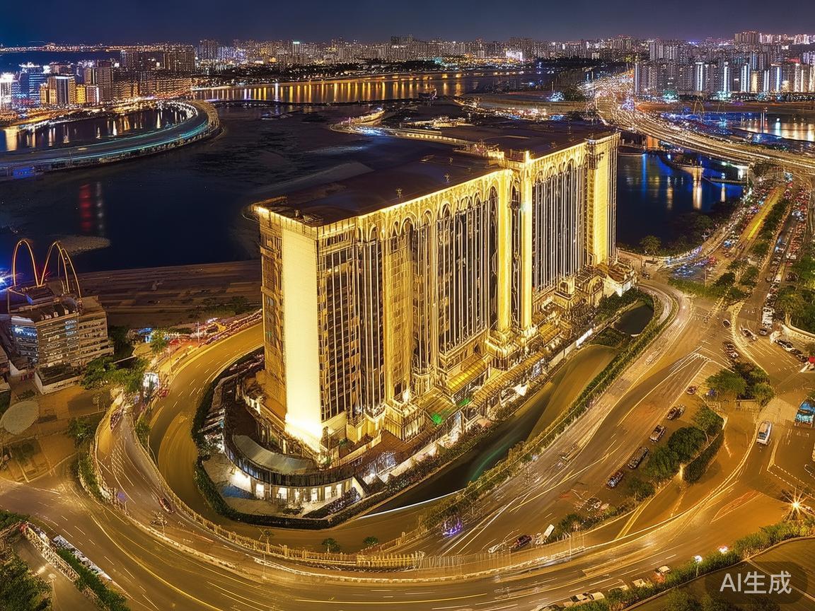 澳门皇家赌场，坐落于澳门半岛繁华区域，具体地址为花