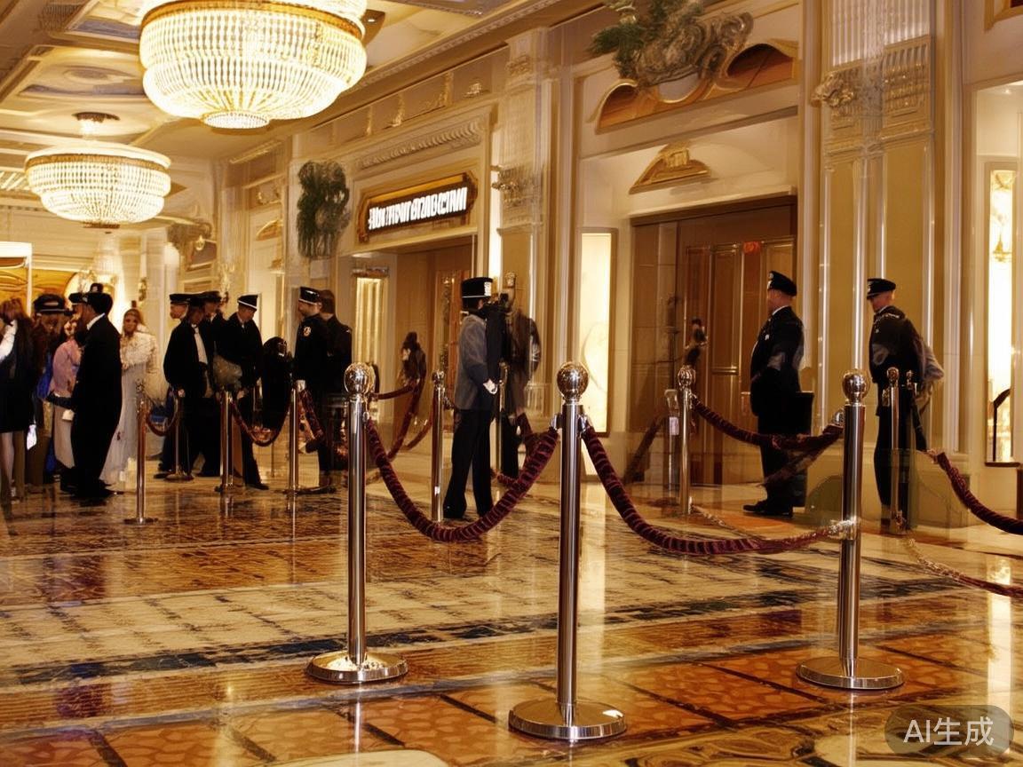 一般来说，赌场会设有多个入口，入口处由保安进行身份