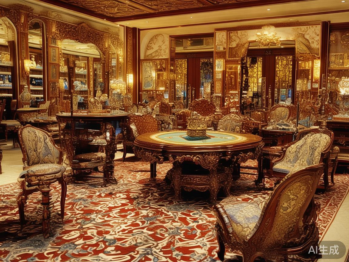 以某澳门至尊皇家赌场为例，其內部展览的肆意豪华的欧
